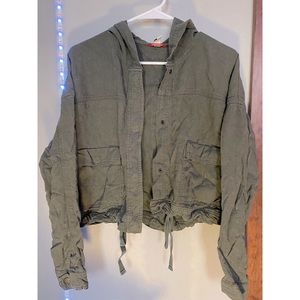 UNIONBAY Army Green Button Cropped Jacket